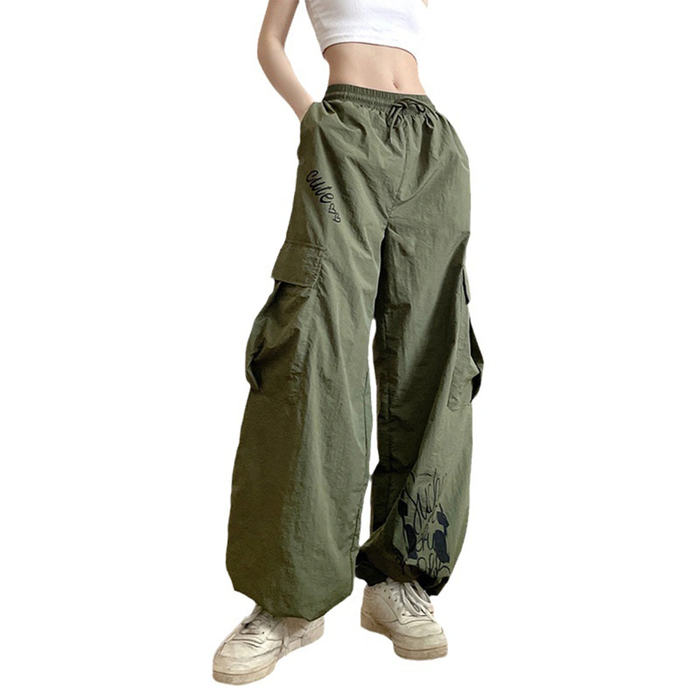 Women Cargo Pants, Letters Print Loose Trousers with Pockets