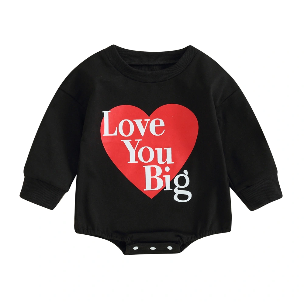 Toddler Sweatshirt Rompers Casual Heart Print Long Sleeve Jumpsuit