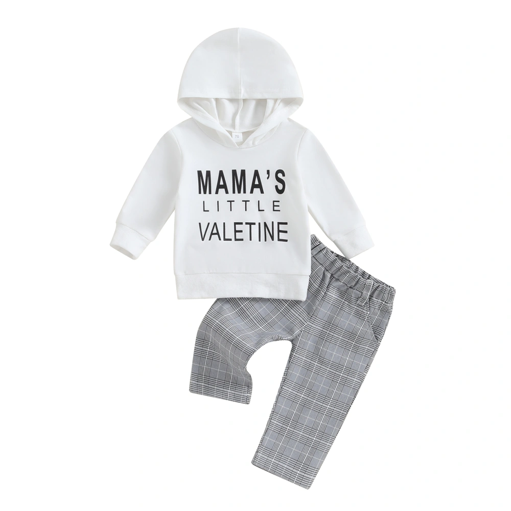 Toddler Baby Valentine's Day Long Sleeve Hoodies Plaid Print Pants 