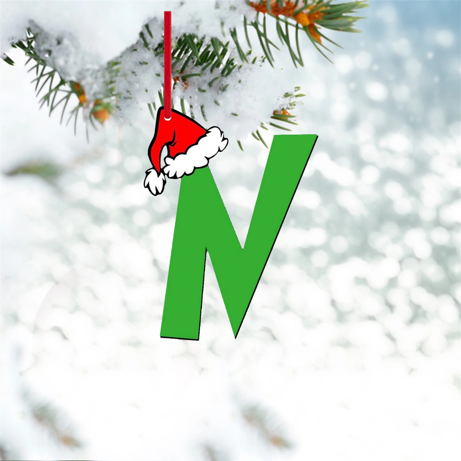 Christmas Tree Ornament, Acrylic Alphabet Hanging Ornament Gift