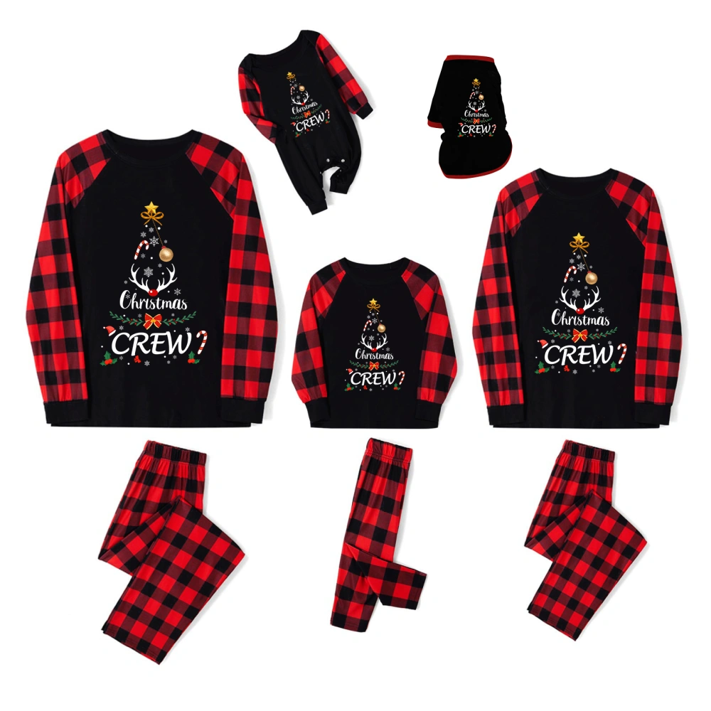 Christmas Pajamas for Family Long Sleeve Tree Graphic Tops + Trousers