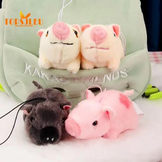 Pig Plush Toy with Hanging Rope 3D Eyes Lovely Piggy Doll Plushie Decoration Soft Stuffed Animal Doll Bag Keychain Decor Birthday Gift