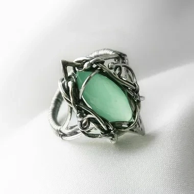 Elegant Ladies Ring 925 Sterling Silver Exquisite Creative Natural Green Gemstone Ring Party Ring Wedding Engagement Ring Anniversary Gift Size 7-11