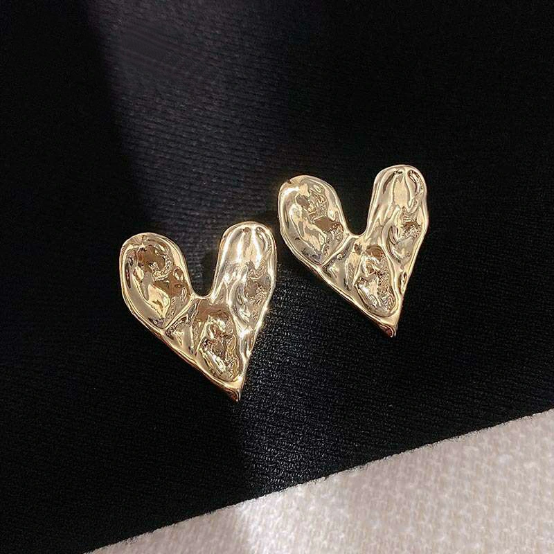 High-grade Simple Uneven Love Heart Stud Earrings