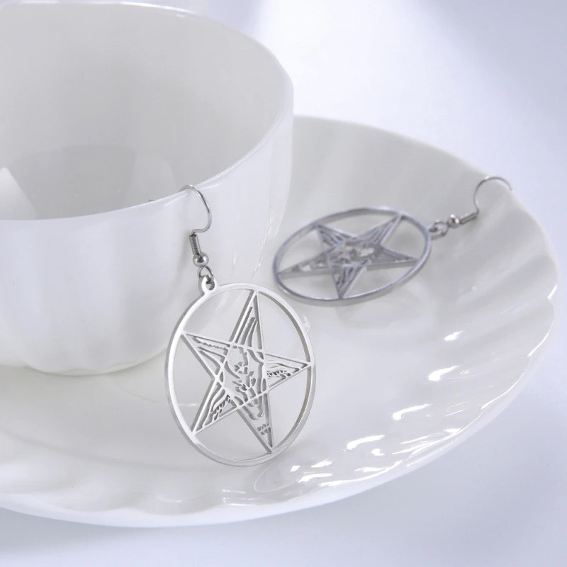 Fashion Personality Pentagram Goat Pendant Earrings