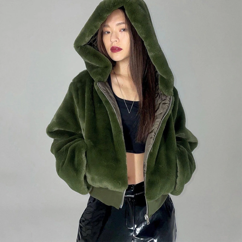 Women's Fashion Casual Slim-fit Zipper Hooded Long Sleeve Coat