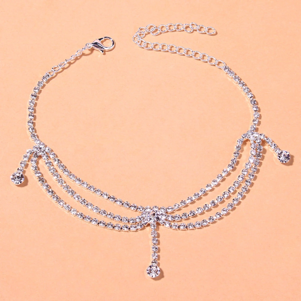 European And American Flow Rhinestone Multi-layer Anklet Ins Style Ornament