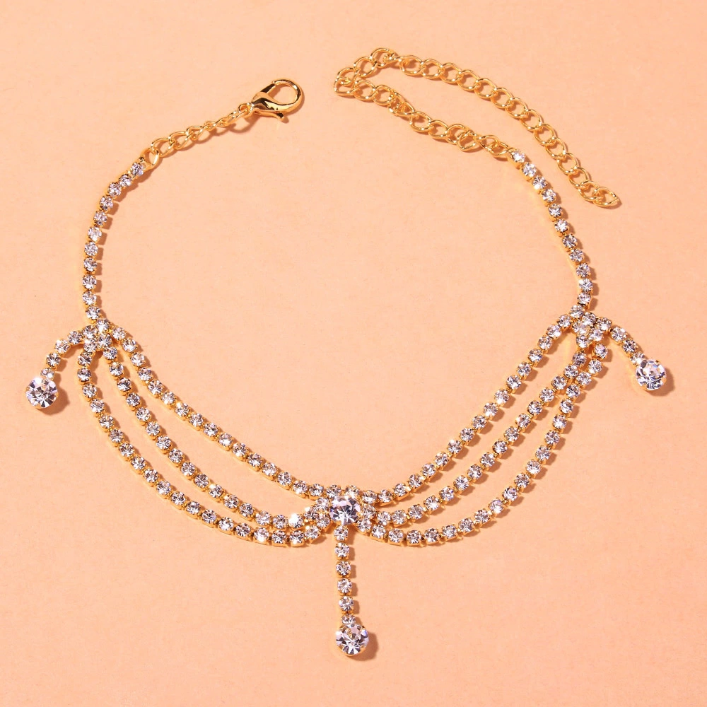 European And American Flow Rhinestone Multi-layer Anklet Ins Style Ornament
