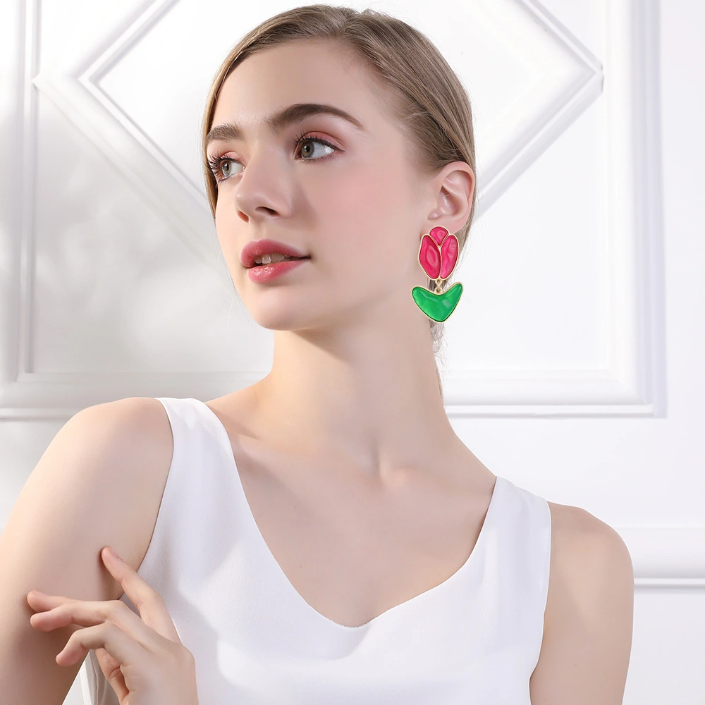 Personalized Creative Flower Tulip Alloy Earrings