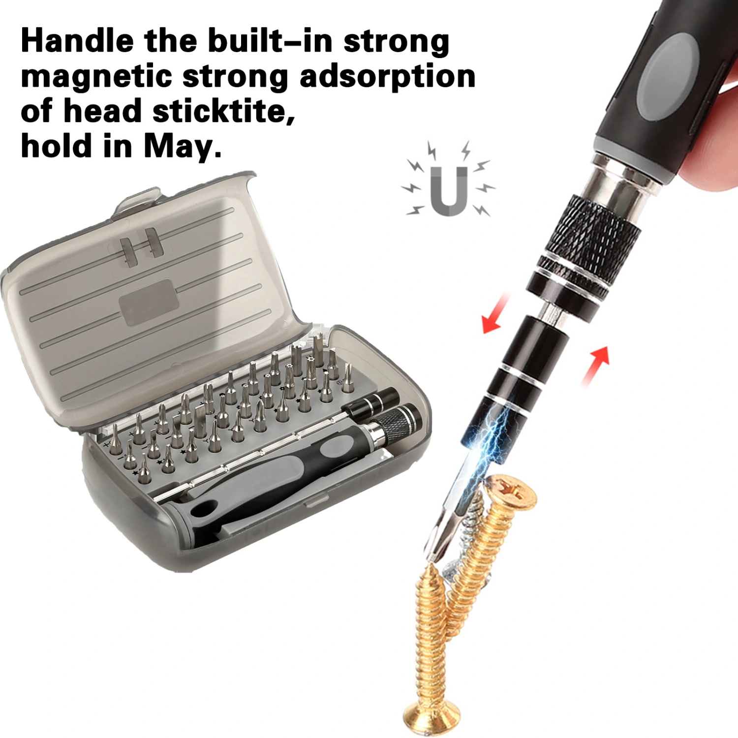 1 Set Magnetic Manual Screwdriver Set with 30Pcs Precision Bits Extended Screwdriver Hand Tool Watch Electronics Laptop Repair Tool