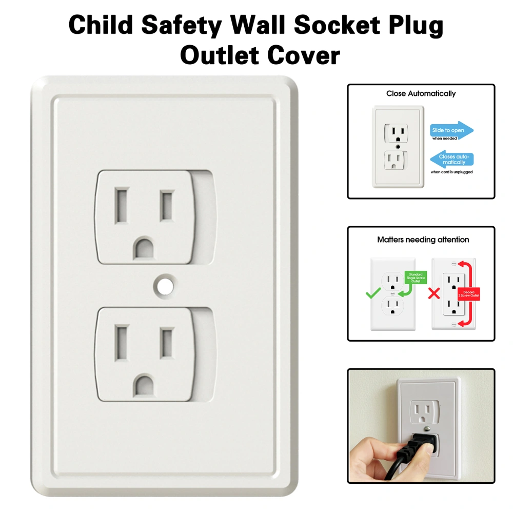 Socket Cover Self-Closing Against Electric Shock Hide Electricity Childproof Keep Safe Child Safety Wall Socket Plug Outlet Cover Household Supplies