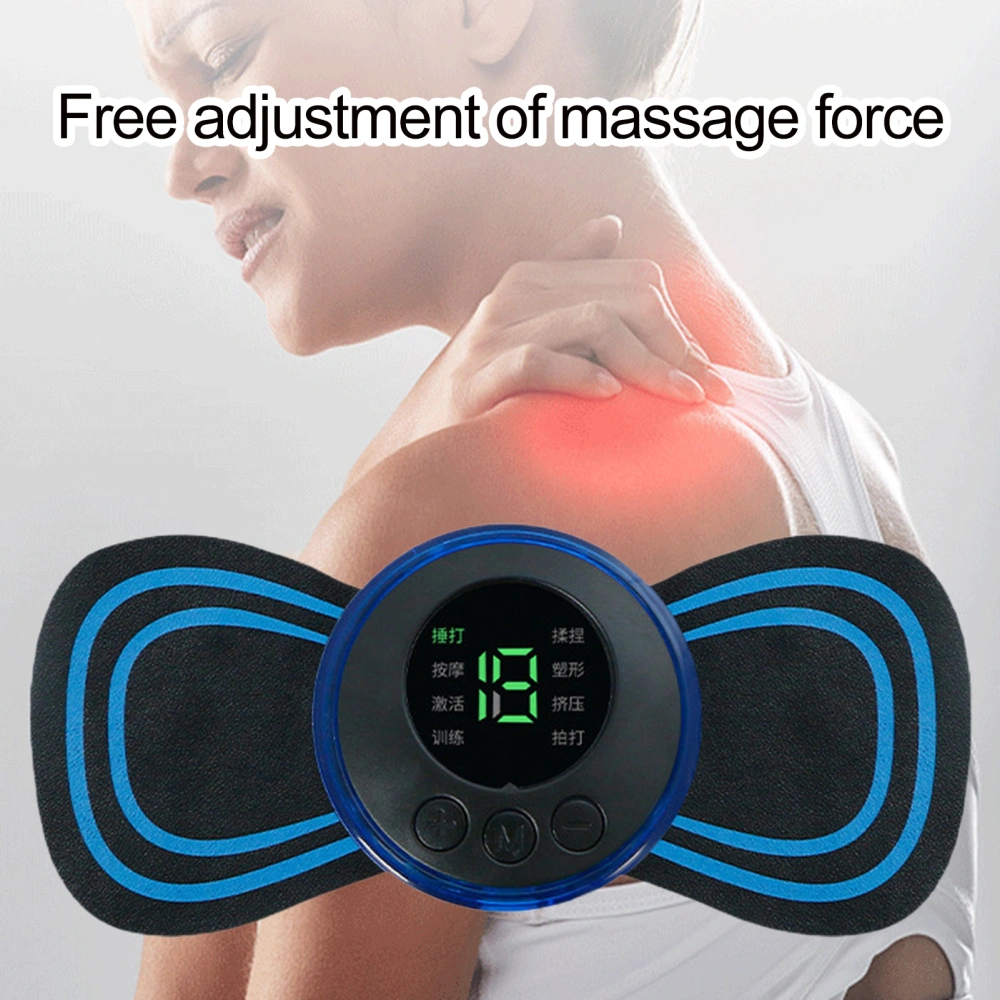 1 Set Body Massager Low Frequency Pulse Real Strength 19-Gear Force 8 Modes 150mAh Digital Display Waist Massager Therapy Tool