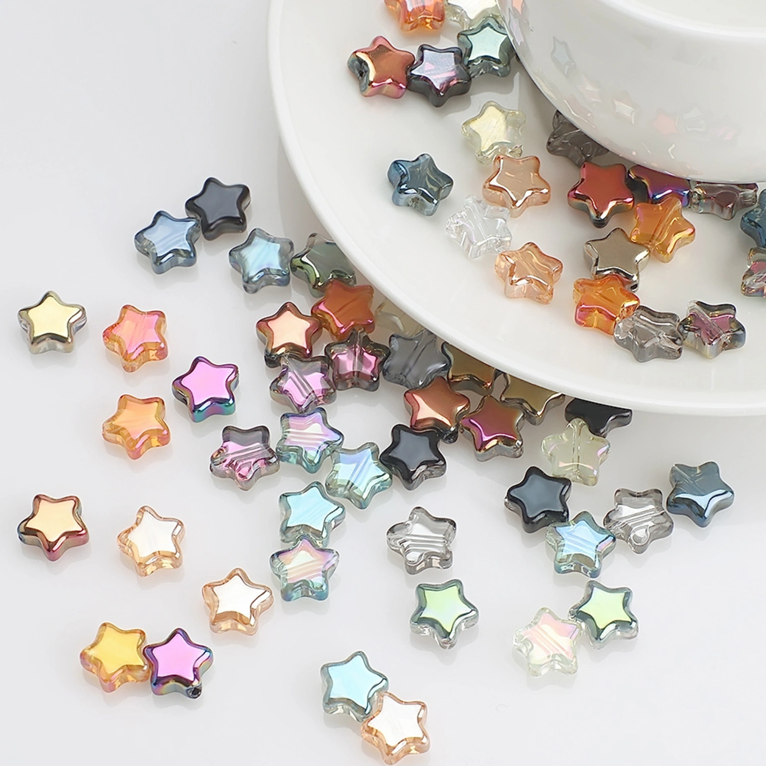 100Pcs Star Beads Versatile Fine Workmanship Colorful Glass Beads for DIY Jewelry Making Crafts Decoration