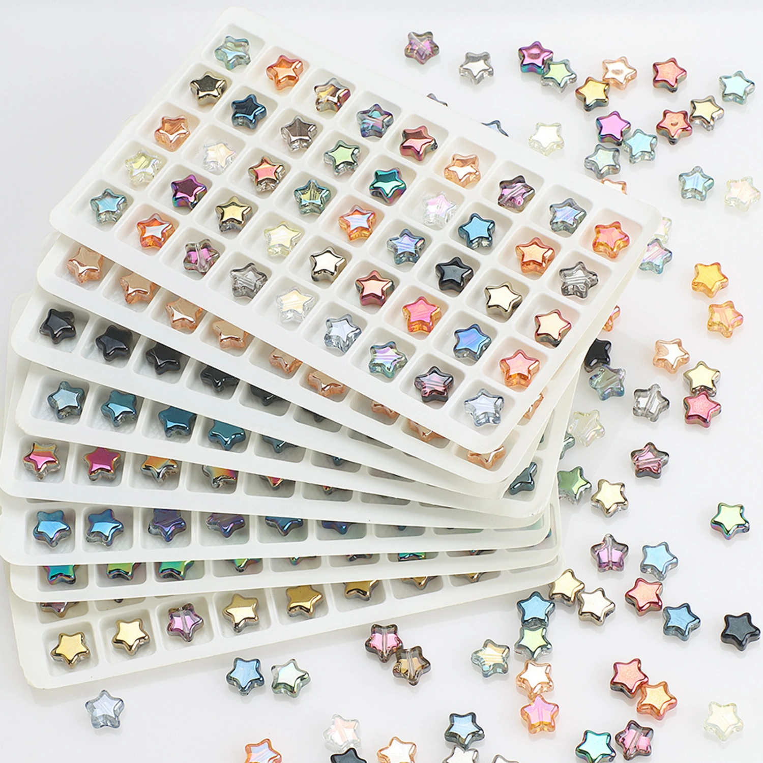 100Pcs Star Beads Versatile Fine Workmanship Colorful Glass Beads for DIY Jewelry Making Crafts Decoration