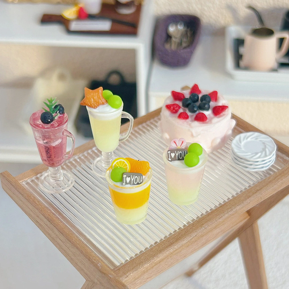 Fruit Tea Beverage Dollhouse Accessory Realistic Vivid Design Mini Model for Charming Dollhouse Atmosphere