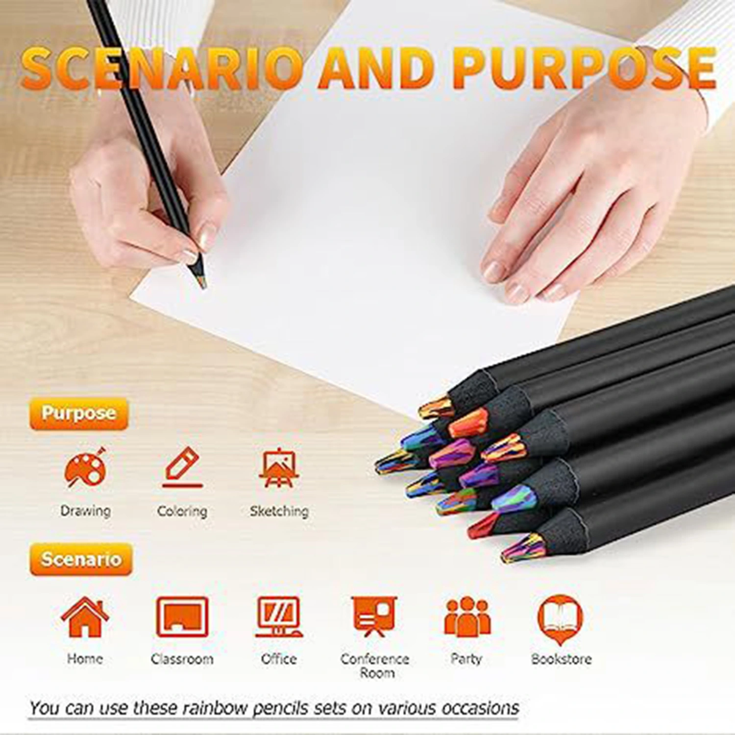 8/12Pcs Painting Pen Durable Rainbow Pencils Wooden Aesthetic Art Coloring Drawing Pencil for Adults Kids