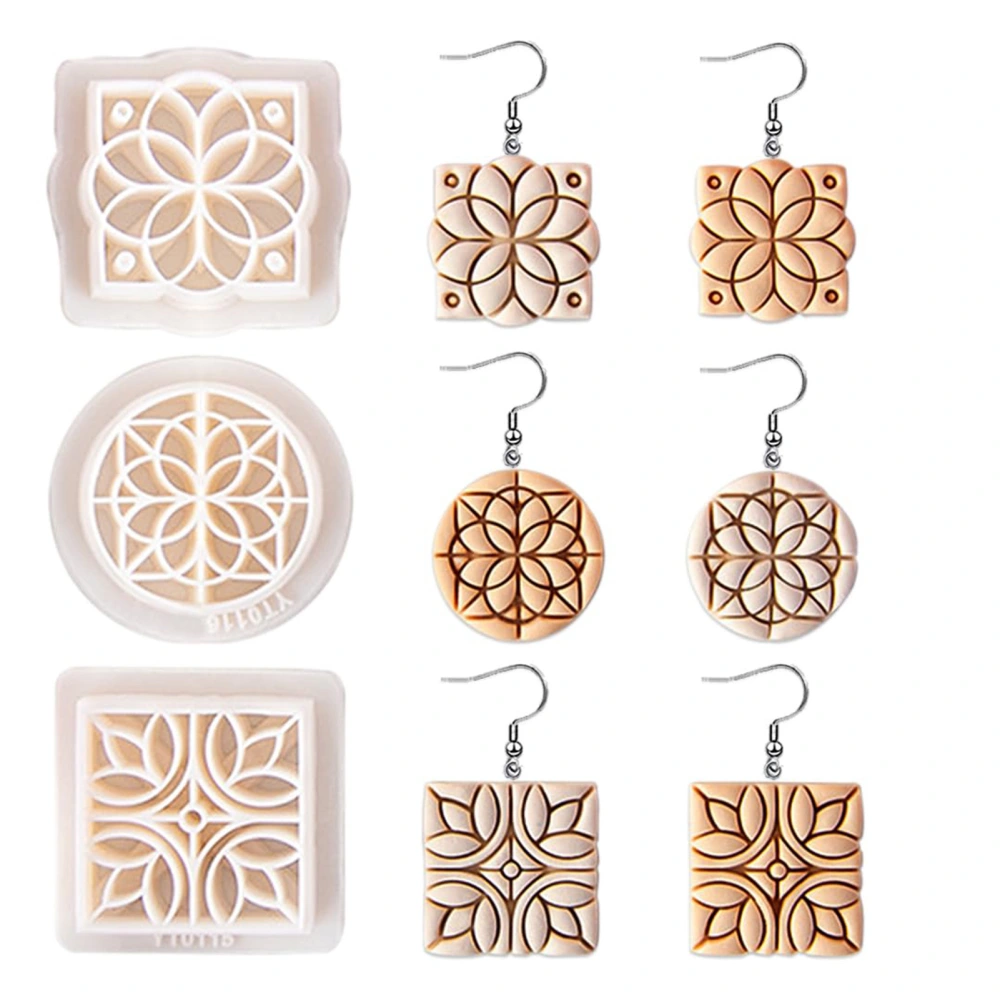 3Pcs Vintage Pattern Clay Earring Molds Easy Release Multi-functional Jewelry Making Sculptures DIY Mold