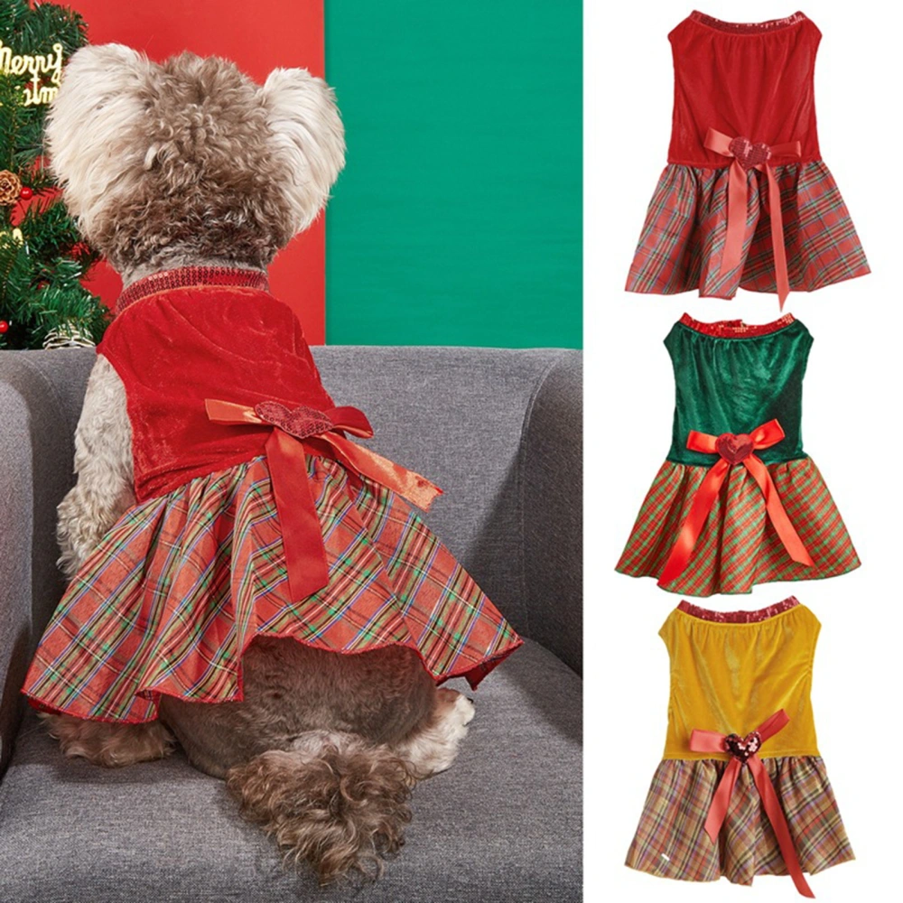 Christmas Pet Dress Washable Comfortable Bow Decoration Dogs Cats Sleeveless Dress Festive Pet Outfit