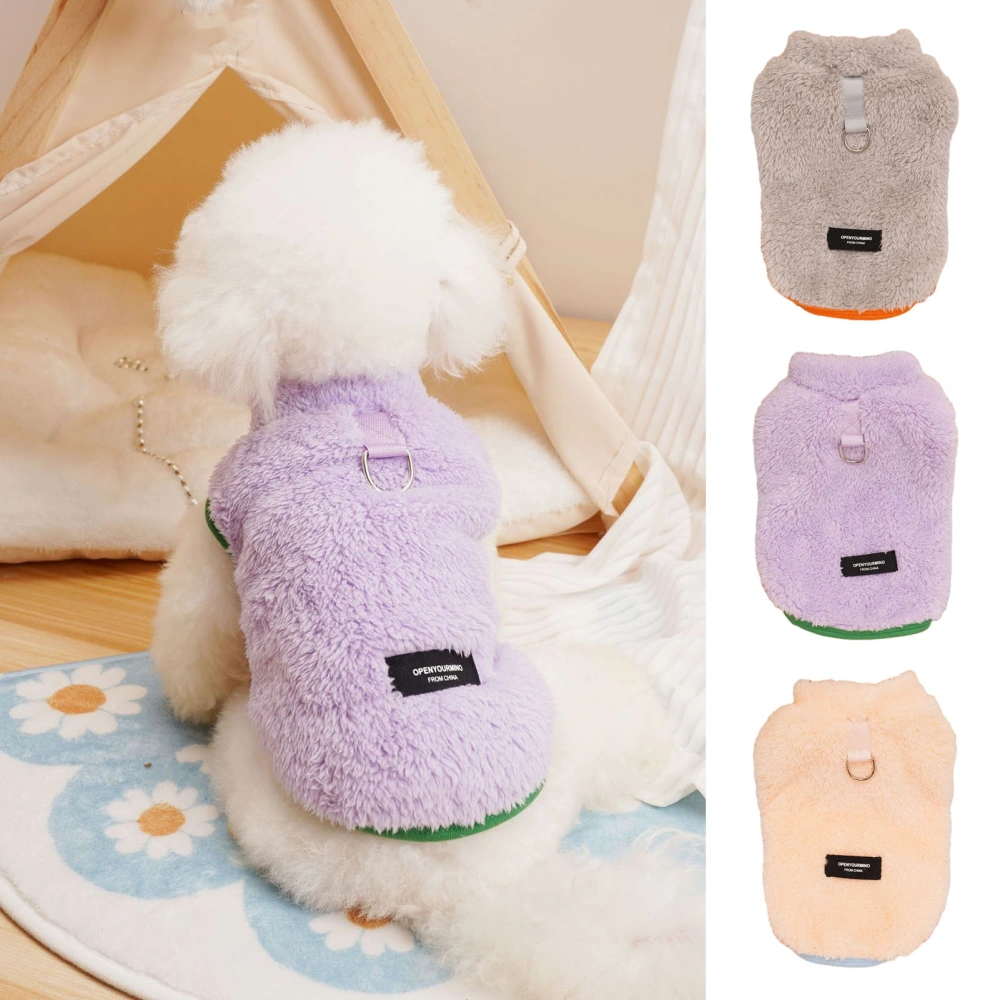 Fleece Pet Clothes Thickened 2-leg Design with Traction Rope Buckle Stylish Warm Dog Vest Coat for Pet Outfit