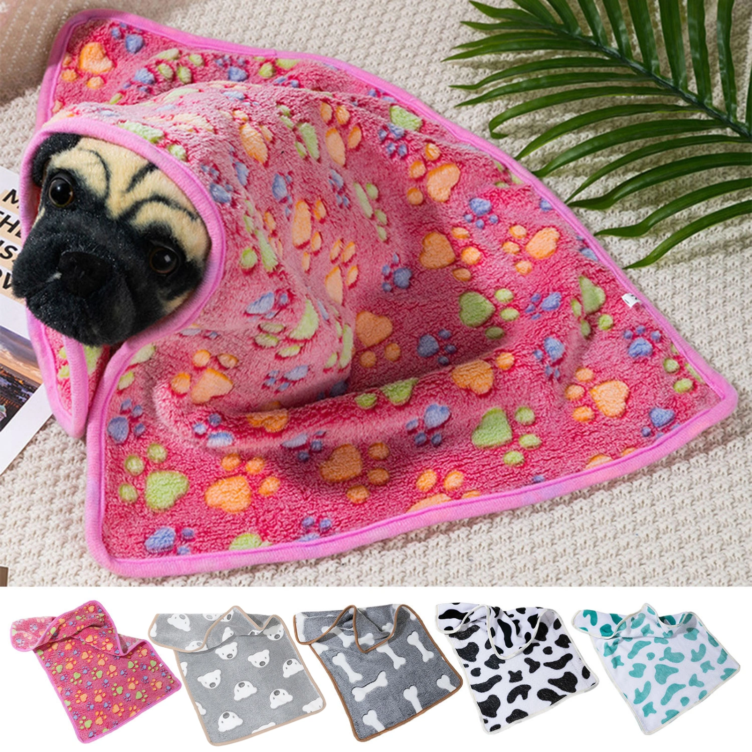 Pet Dog Blanket Soft Fluffy Fleece Sleep Mat Bright Color Washable Non-Fading Winter Warm Puppy Kitten Blanket