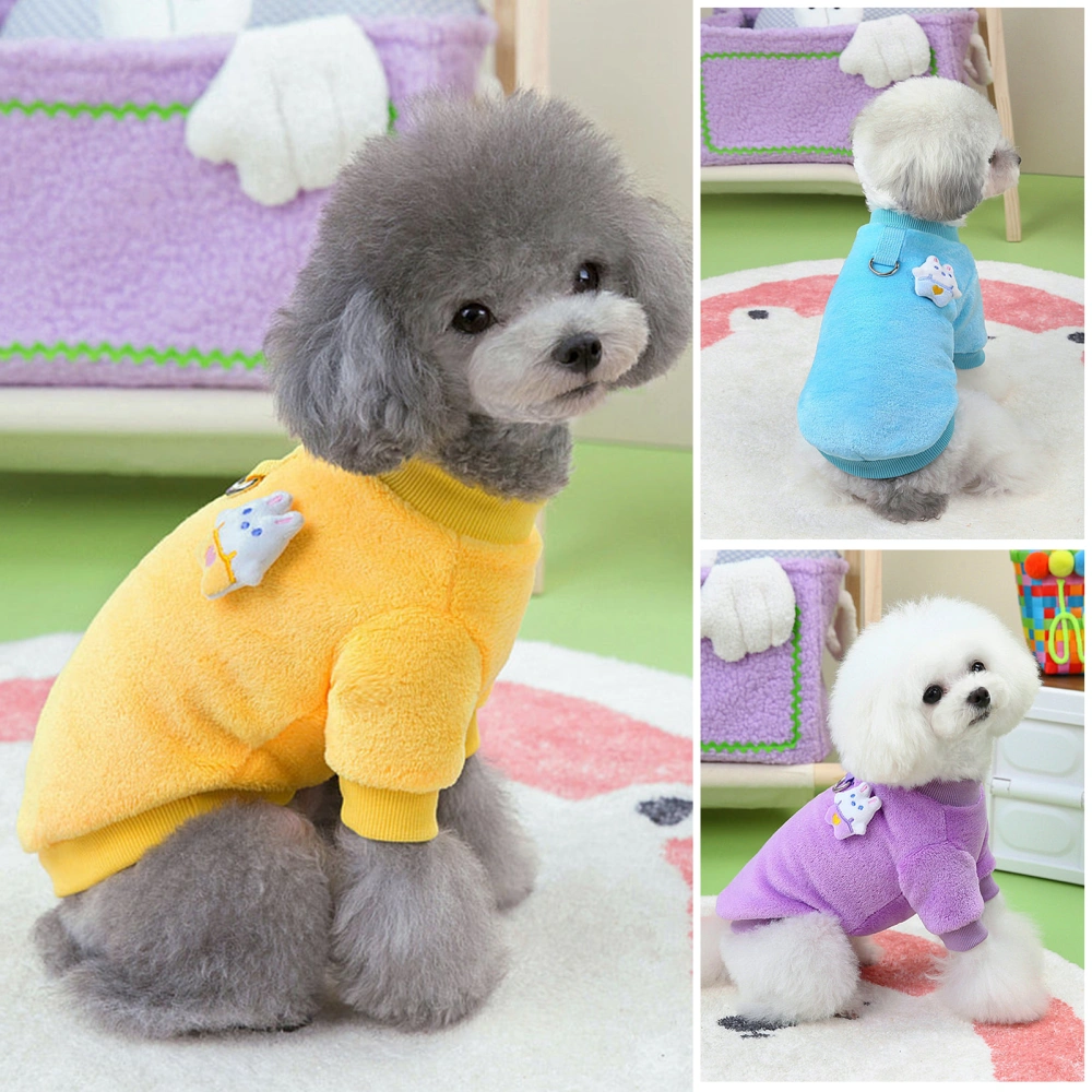 Pet Clothes Comfortable Cartoon Pattern Decor Winter Dog Pullover with Traction Ring for Cold Weather