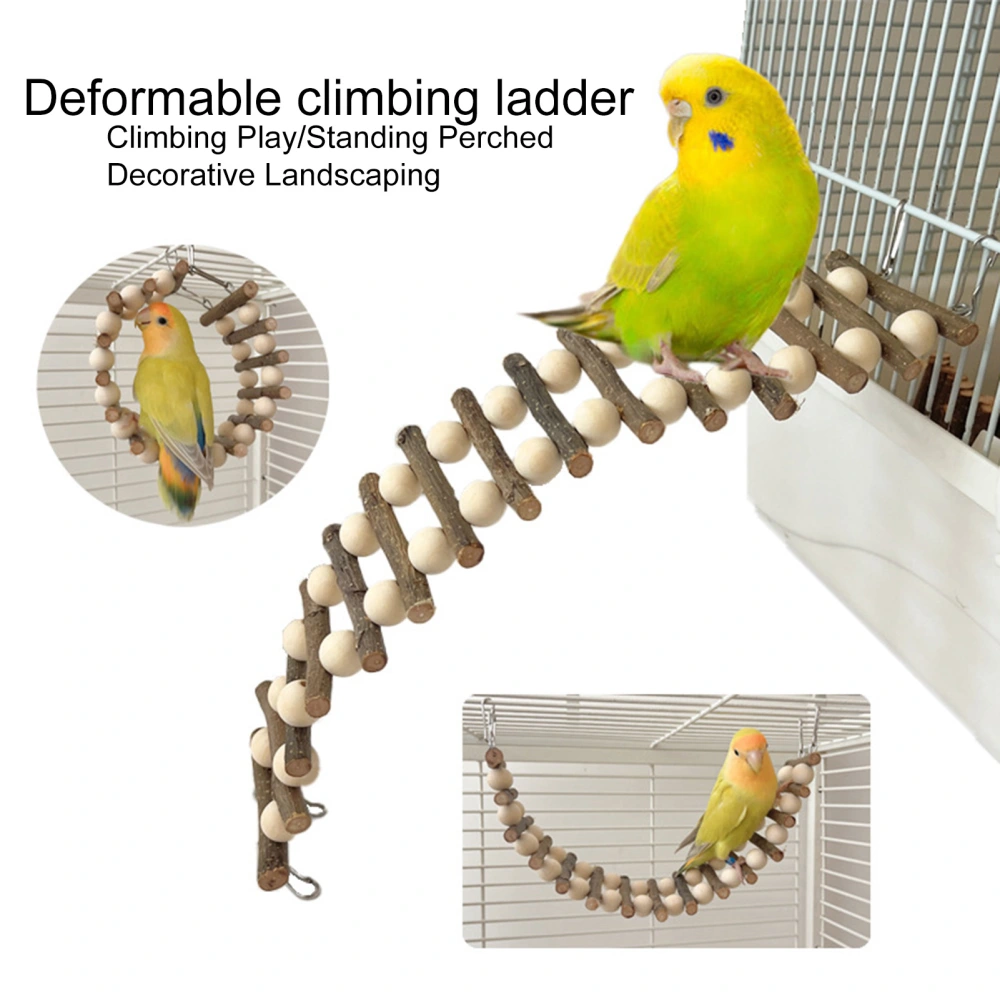 Hanging Bird Toy Colorful with Natural Wood Promote Exercise Easy Installation Bendable Deformation Multi-functional Stand