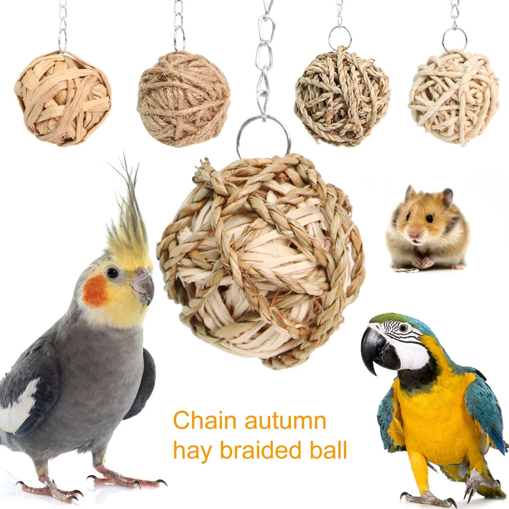 Pet Chewing Toy Tight Bite Resistant Natural Materials with Hook Parrot Rabbit Hamster Play Chew Toy Cage Accessories