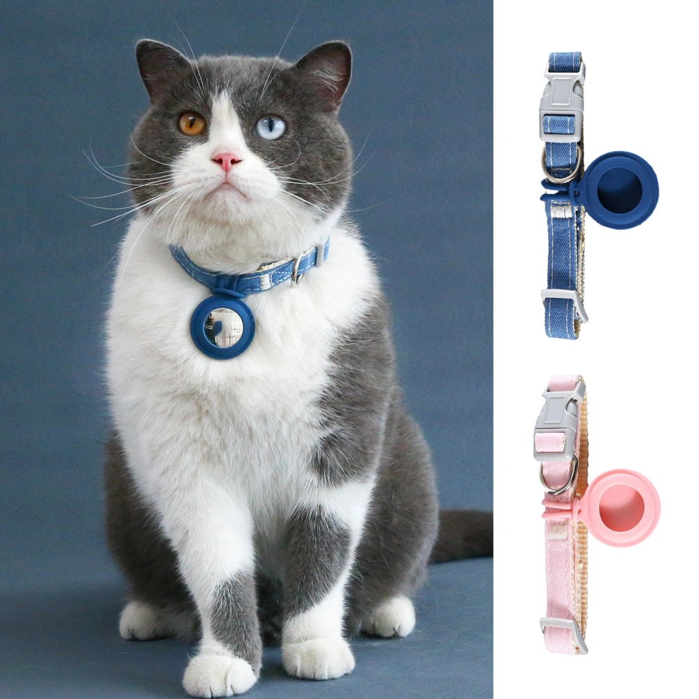 Cat Collar Adjustable Quick Release Wear Resistant Pet Neck Strap Safety Band Tracker Protective Case for AirTag