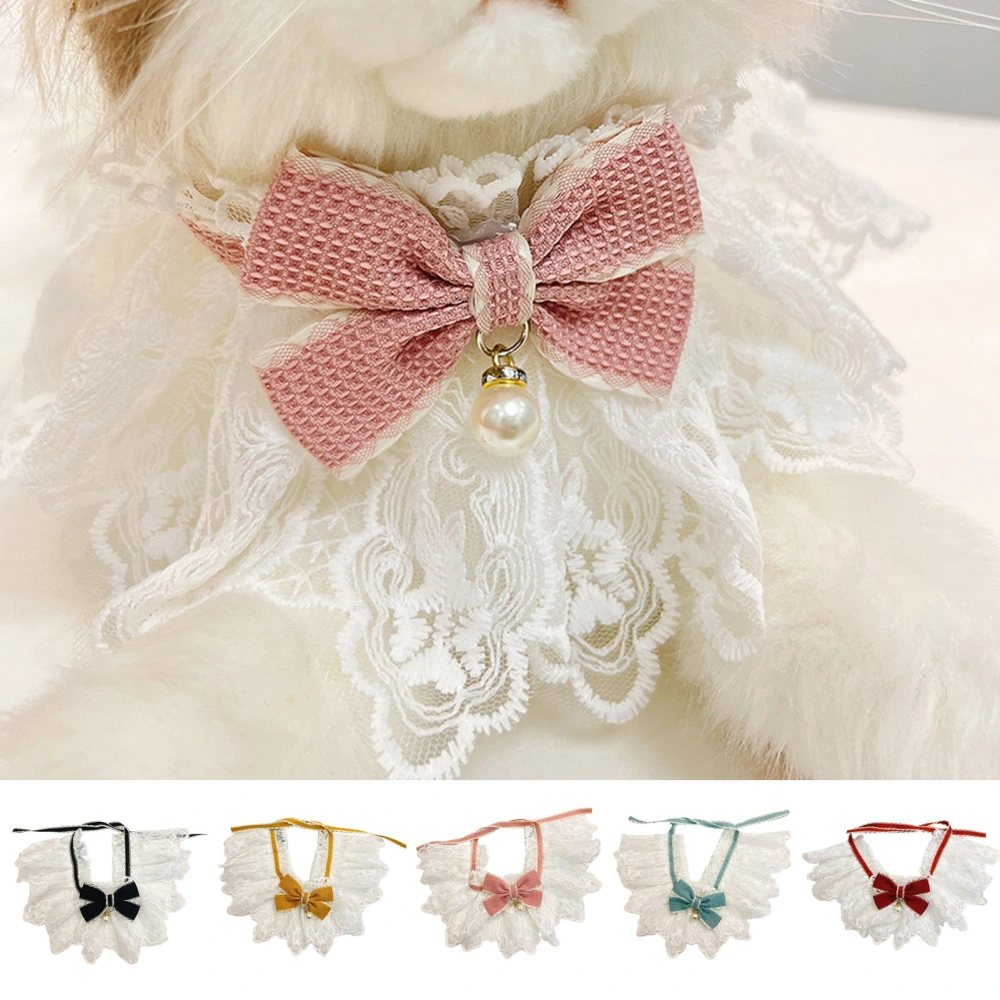 Pet Collar Romantic Bowknot Cat Lace Collar with Adjustable Straps Stylish Lace Mesh Dog Bib Pet Supply