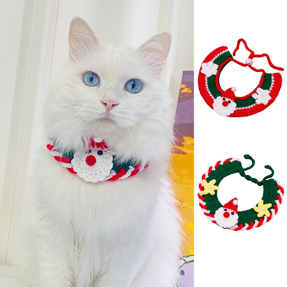 Christmas Pet Collar Festive Knitted Wool Santa Claus Pattern Exquisite Comfortable Cat Pet Bibs Puppy Supply