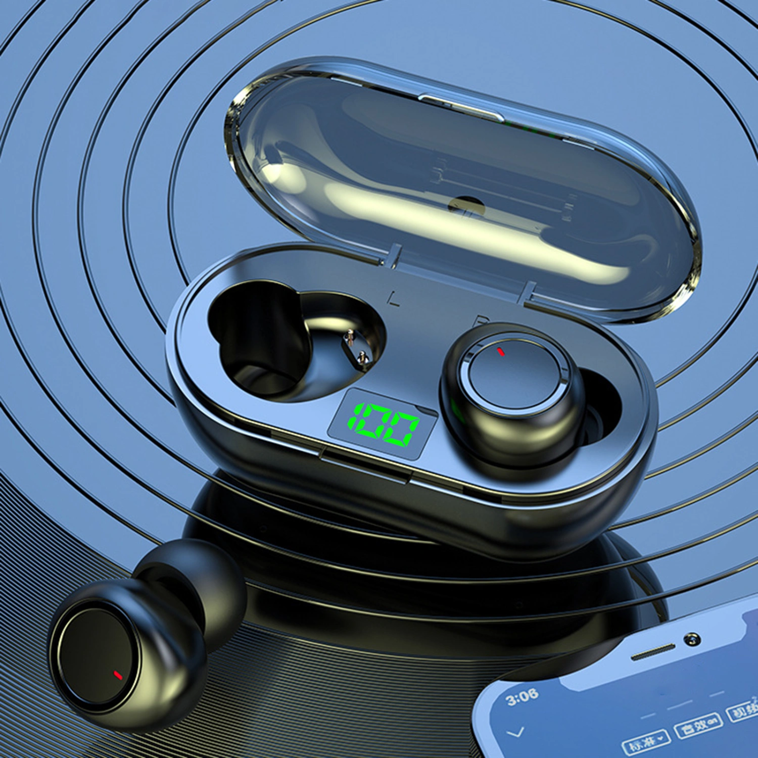 1 Set Wireless Earphones Noise Reduction Stereo Surround LED Power Display HiFi In-ear Bluetooth-compatible Earbuds Fitness Supply