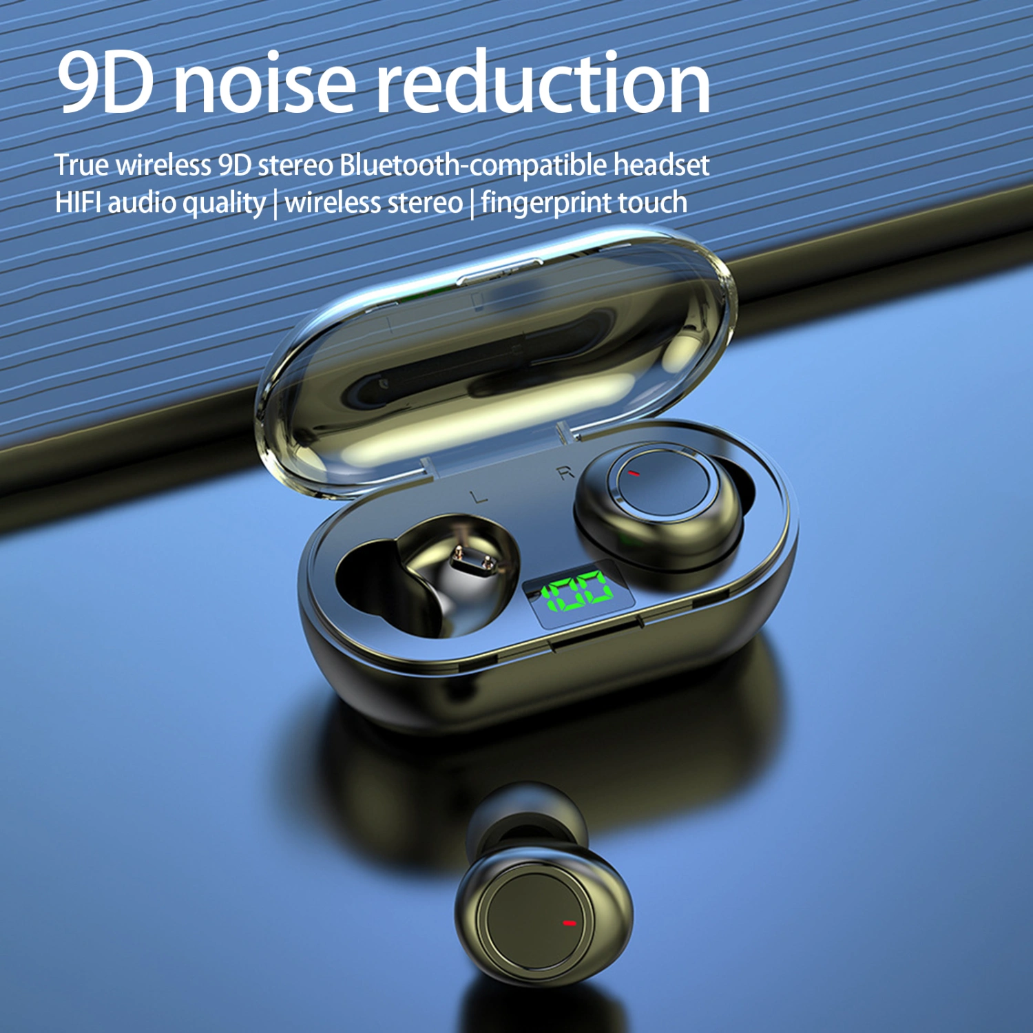 1 Set Wireless Earphones Noise Reduction Stereo Surround LED Power Display HiFi In-ear Bluetooth-compatible Earbuds Fitness Supply