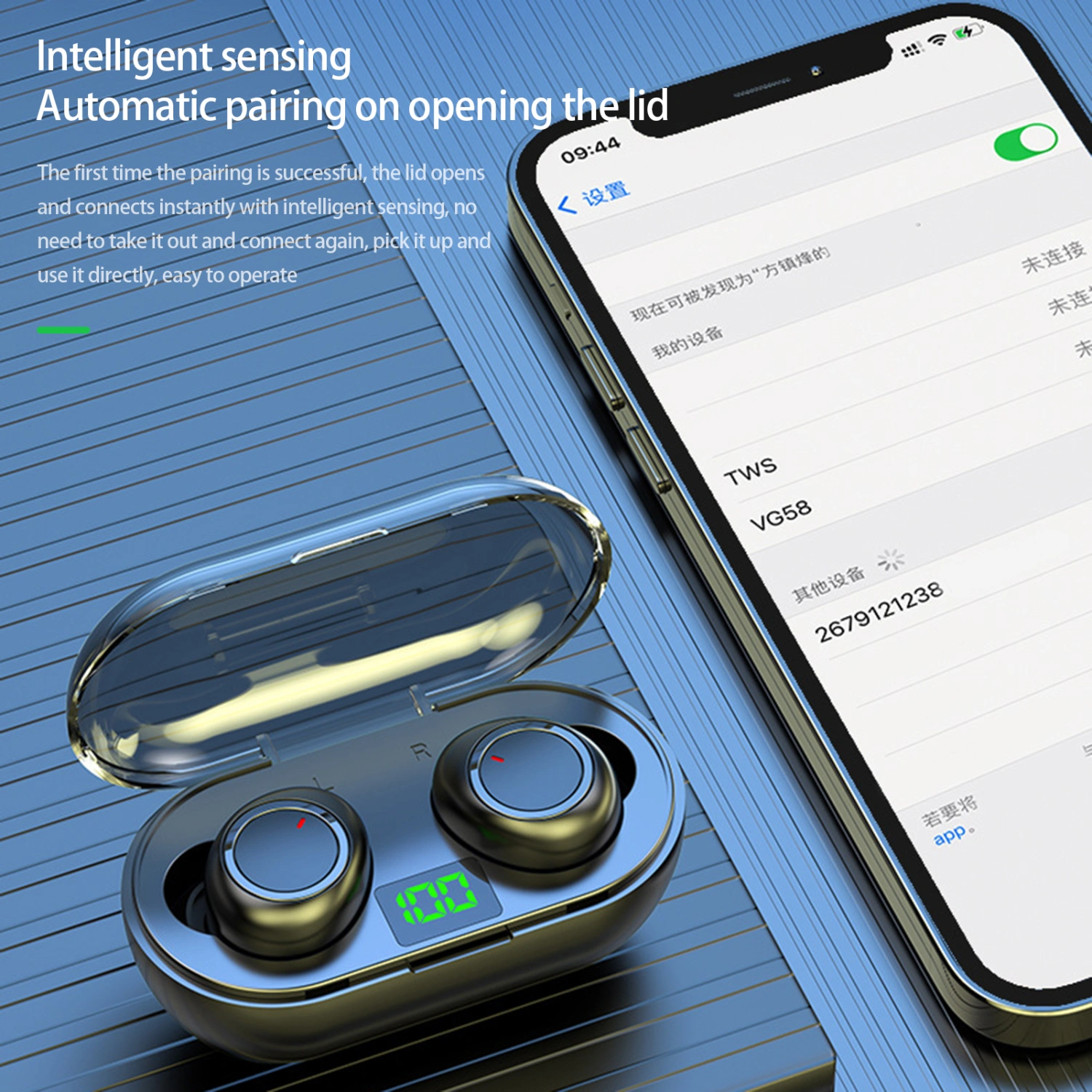 1 Set Wireless Earphones Noise Reduction Stereo Surround LED Power Display HiFi In-ear Bluetooth-compatible Earbuds Fitness Supply