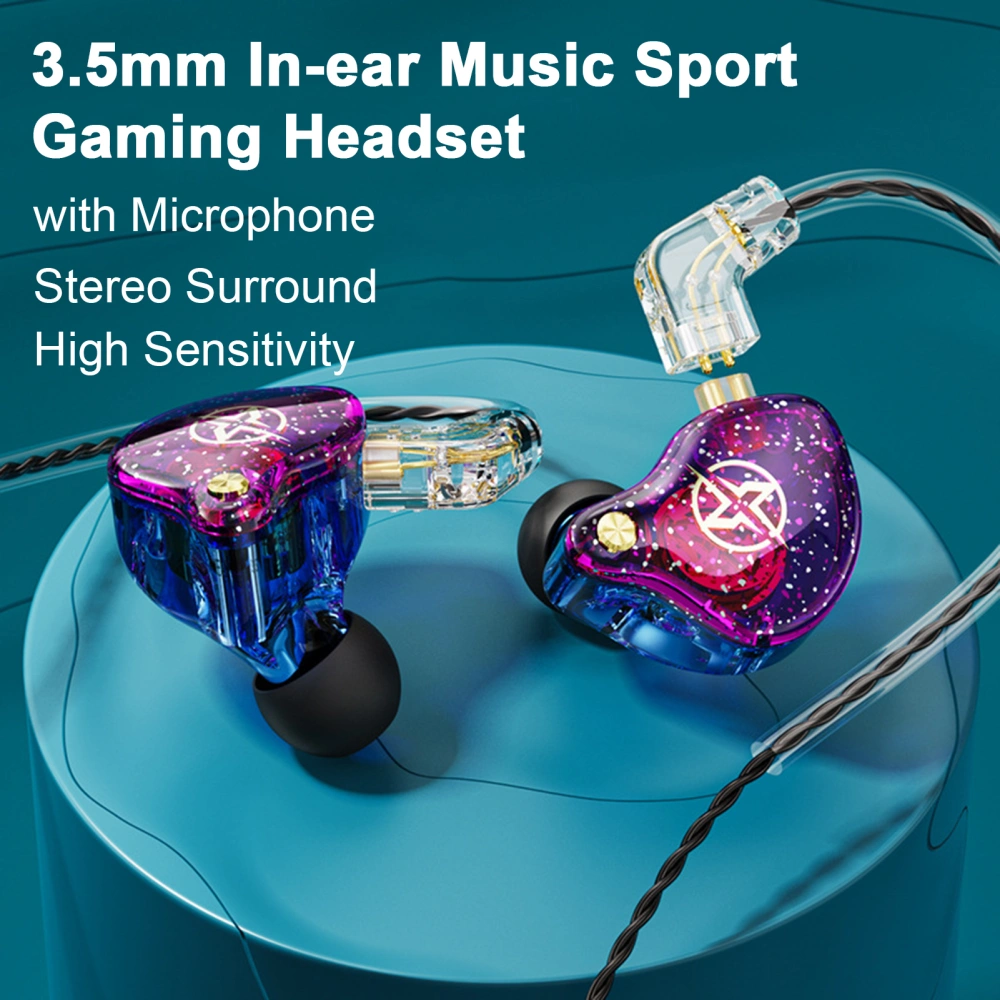 Wired Earphone Stereo Surround with Microphone High Sensitivity Livestreaming Waterproof Phone Call Passive Noise Reduction 3.5mm In-ear Music Sport Gaming Headset Computer Accessories