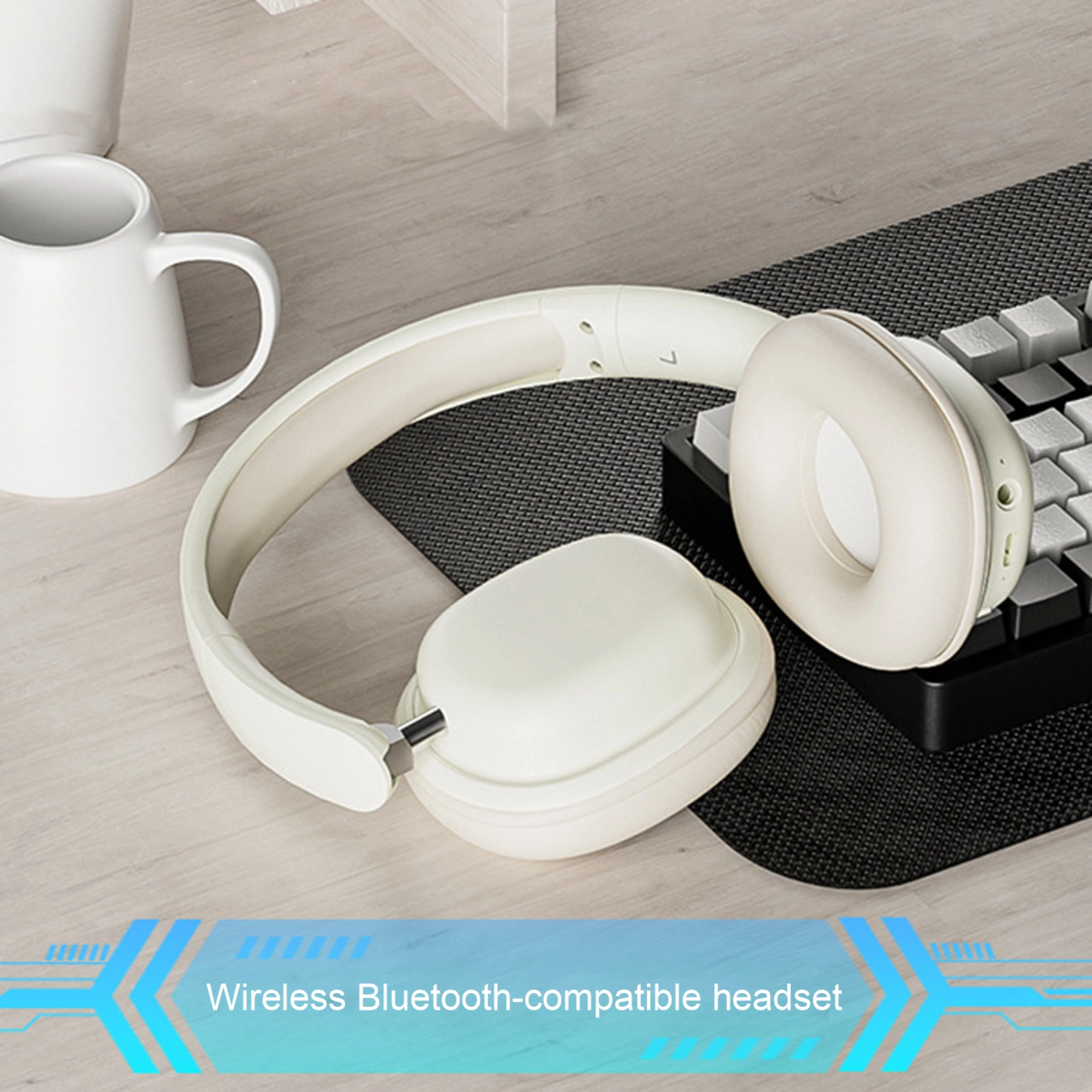 Wireless Over-ear Noise Cancelling Headphones Bluetooth-compatible 5.3 Headphones with Mic Up to 20 Hours Battery Life Gaming Running Sports Headphones