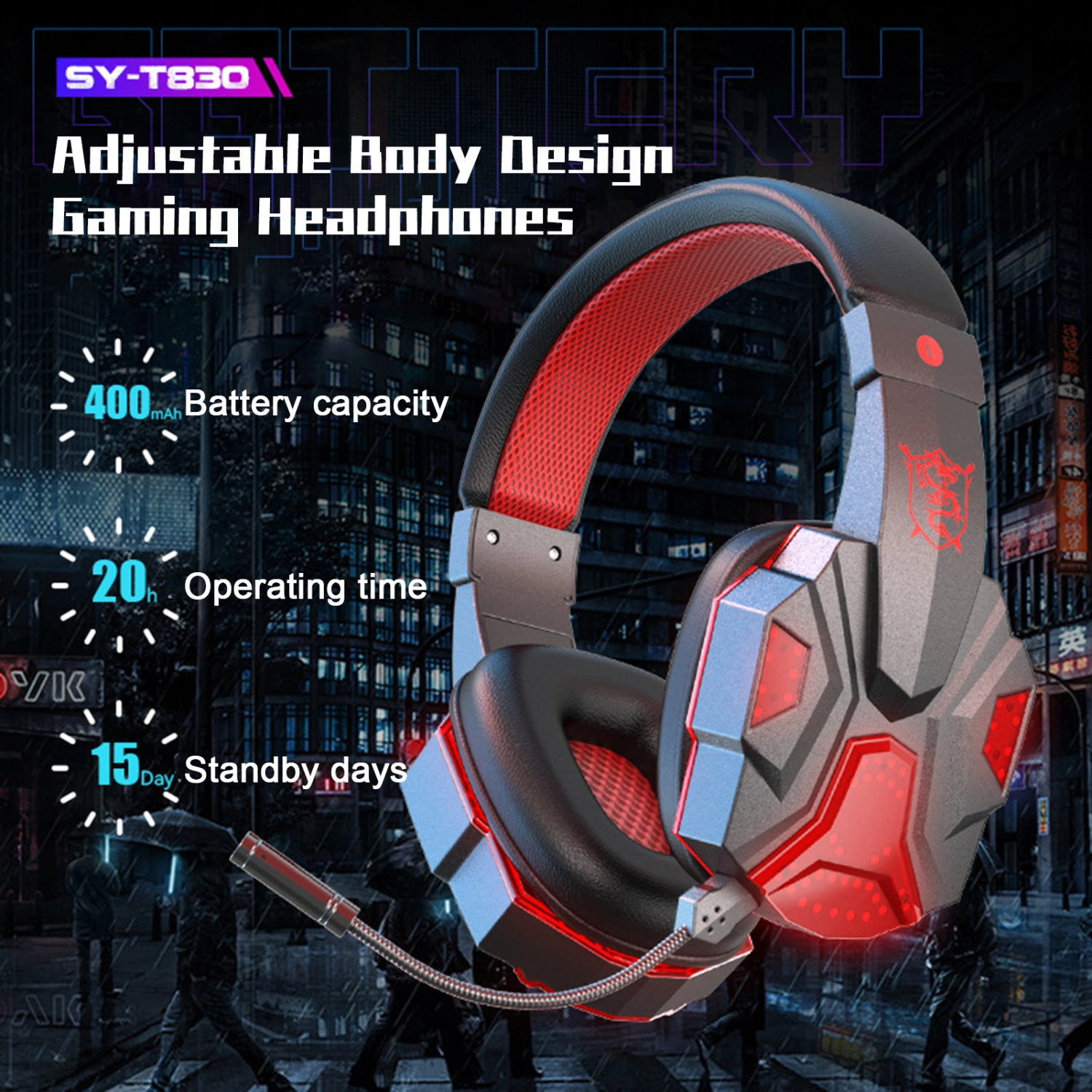 Cool Appearance Stereo Gaming Headset Noise Cancelling Over Ear Headphones with Mic LED Light Bass Surround Bluetooth-compatible 5.1 Headphone
