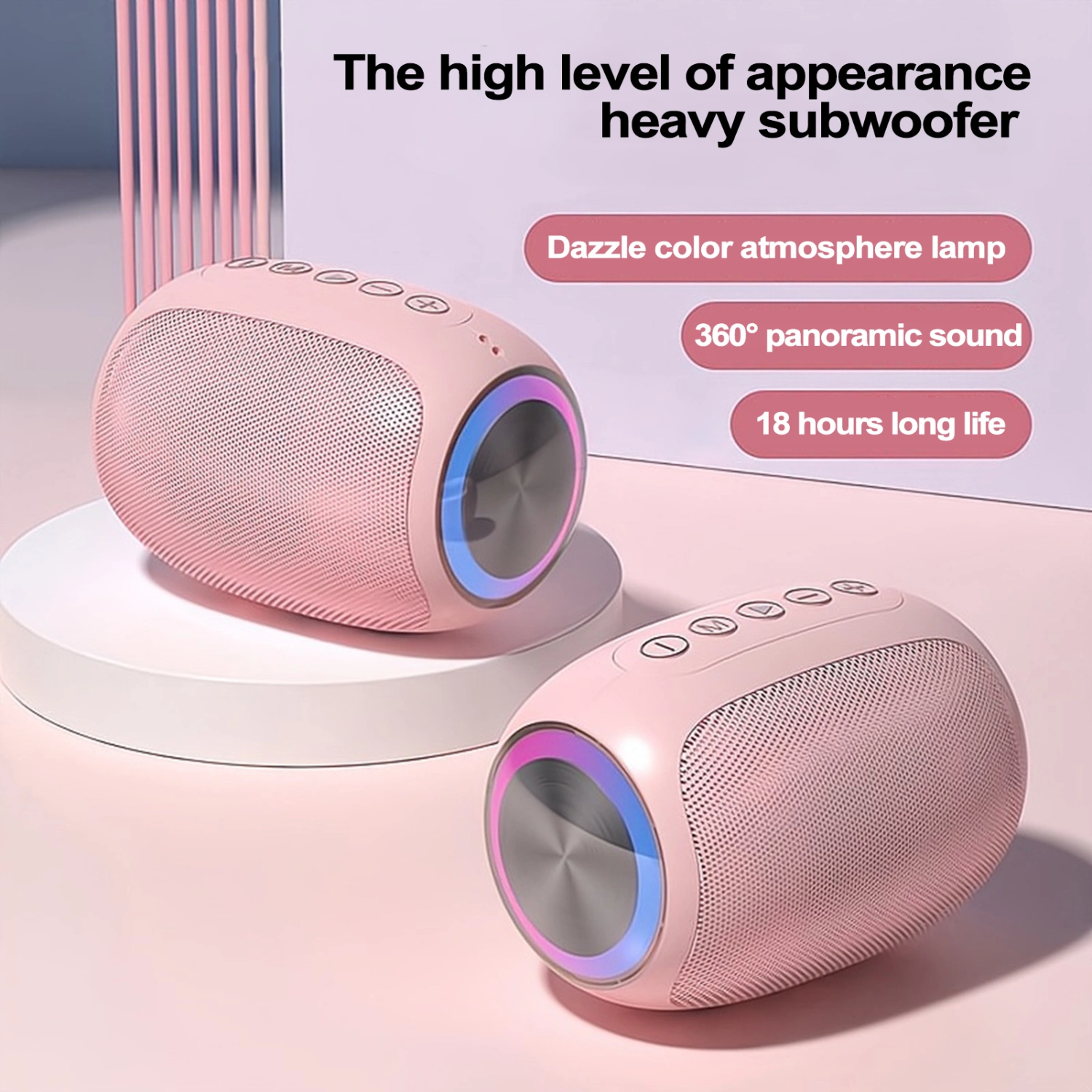 Wireless Speaker Double Bass Diaphragm HIFI Quality Stereo Surround Sound USB/TF Card Multiple Playback Modes Music Player Long Standby Time Bluetooth-Compatible 5.0 Speaker Home Accessory