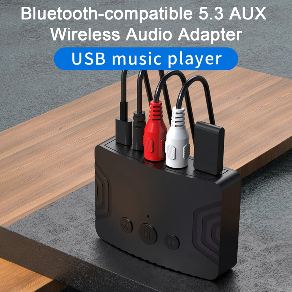 Wireless Audio Adapter HD-compatible Sound Quality Dual Interface Output Bluetooth-compatible 5.3 AUX/RCA Digital Audio Converter Audio Player