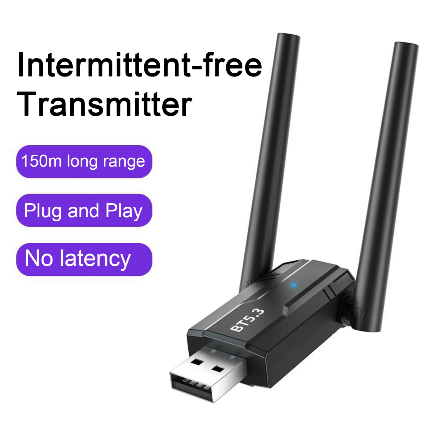 Receiver Transmitter High-Performance Faster Transmission Longer Range USB Bluetooth-compatible 5.3 Adapter 