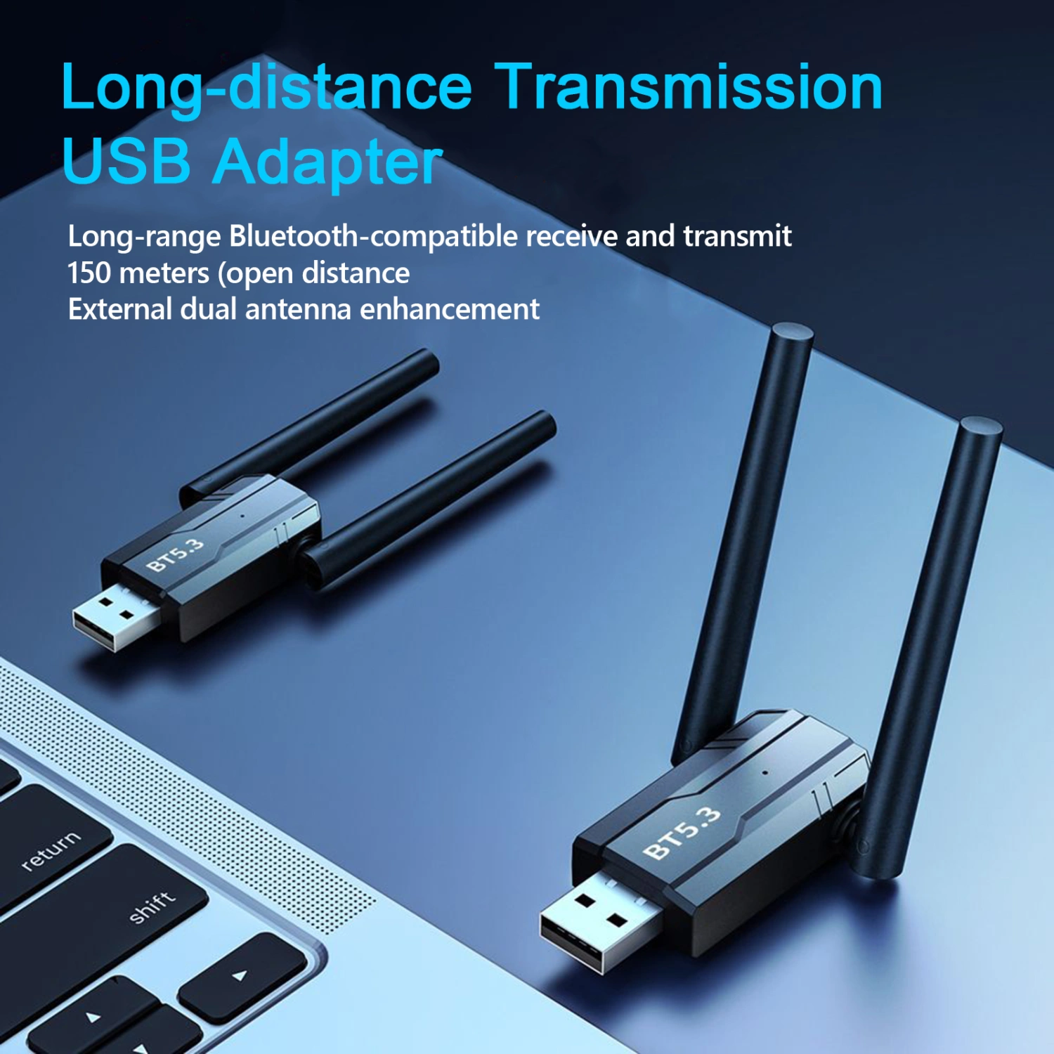 Receiver Transmitter High-Performance Faster Transmission Longer Range USB Bluetooth-compatible 5.3 Adapter 