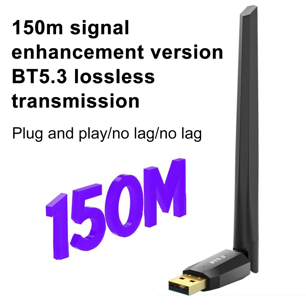 Receiver Transmitter High Gain Antenna Longer Range Faster Transmission Bluetooth-compatible 5.3 Adapter