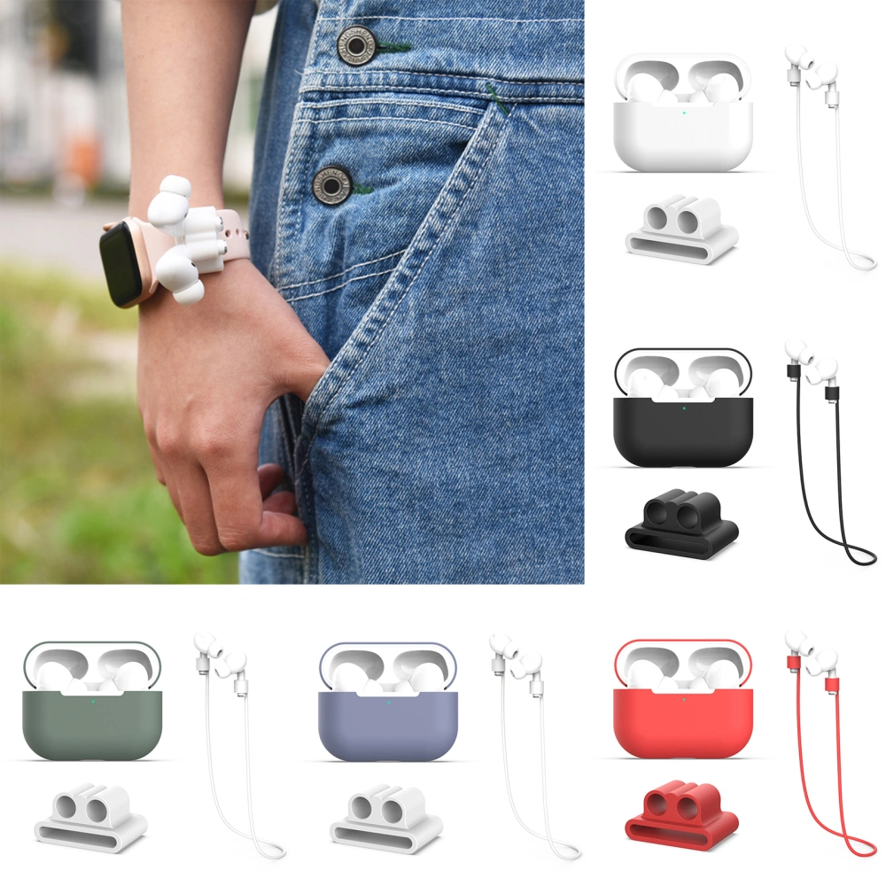 Earphone Case Shockproof Silicon Anti-scratch Wireless Headphone Protective Case with Strap Buckle for AirPods Pro 