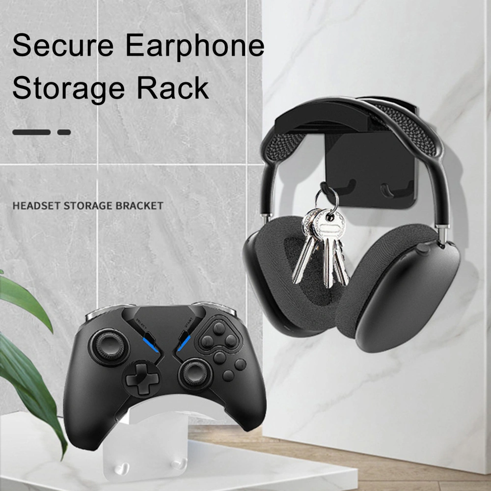 Headset Holder Earphone Mount Wall-mounted Anti-slip Punch-free Adjustable Storage Rack Handy Installation Headphone Stand 