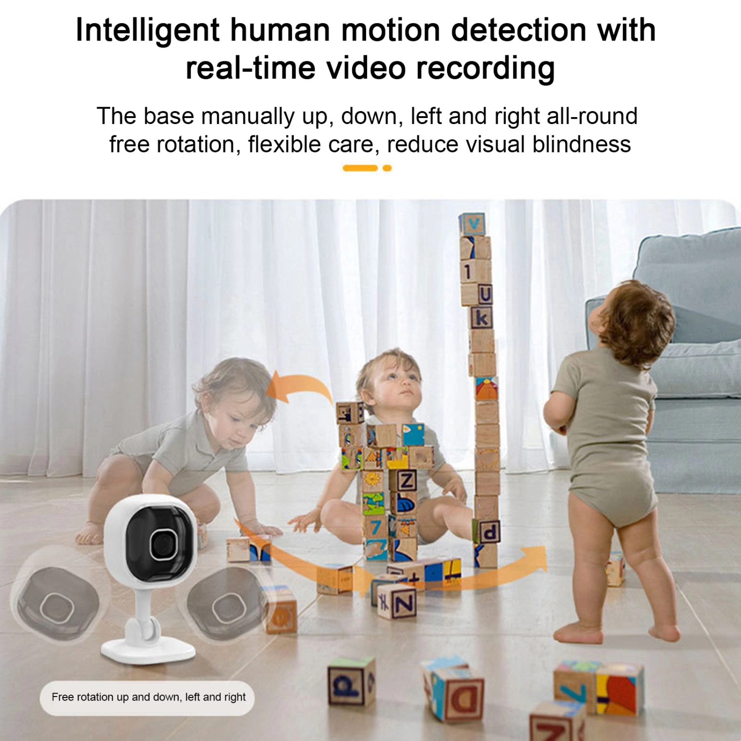 Wi-Fi Camera Night Vision Motion Detection Memory Expansion 2-Way Audio 360-Degree Rotation Privacy Protection APP Control Indoor USB Wi-Fi Surveillance Camera Home Supplies