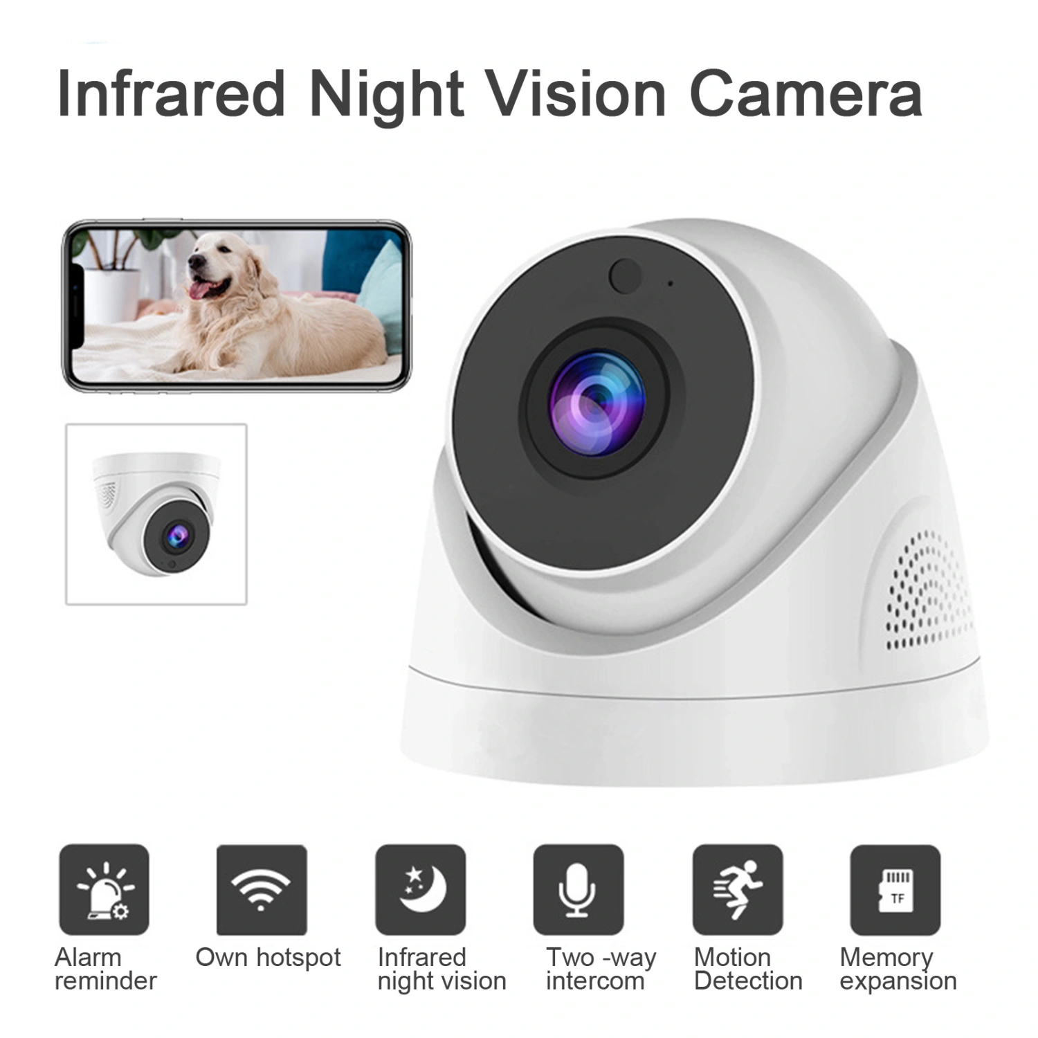 WiFi Security Camera Indoor Home Surveillance Motion Tracking Infrared Night Vision Remote Control Camera