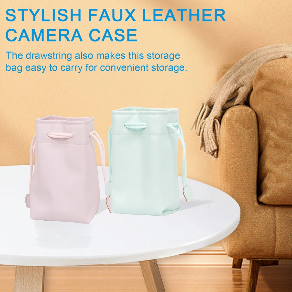 Solid Color Fashion Camera Case Easy to Operate Secure Drawstring Closure Waterproof Portable Storage Bag