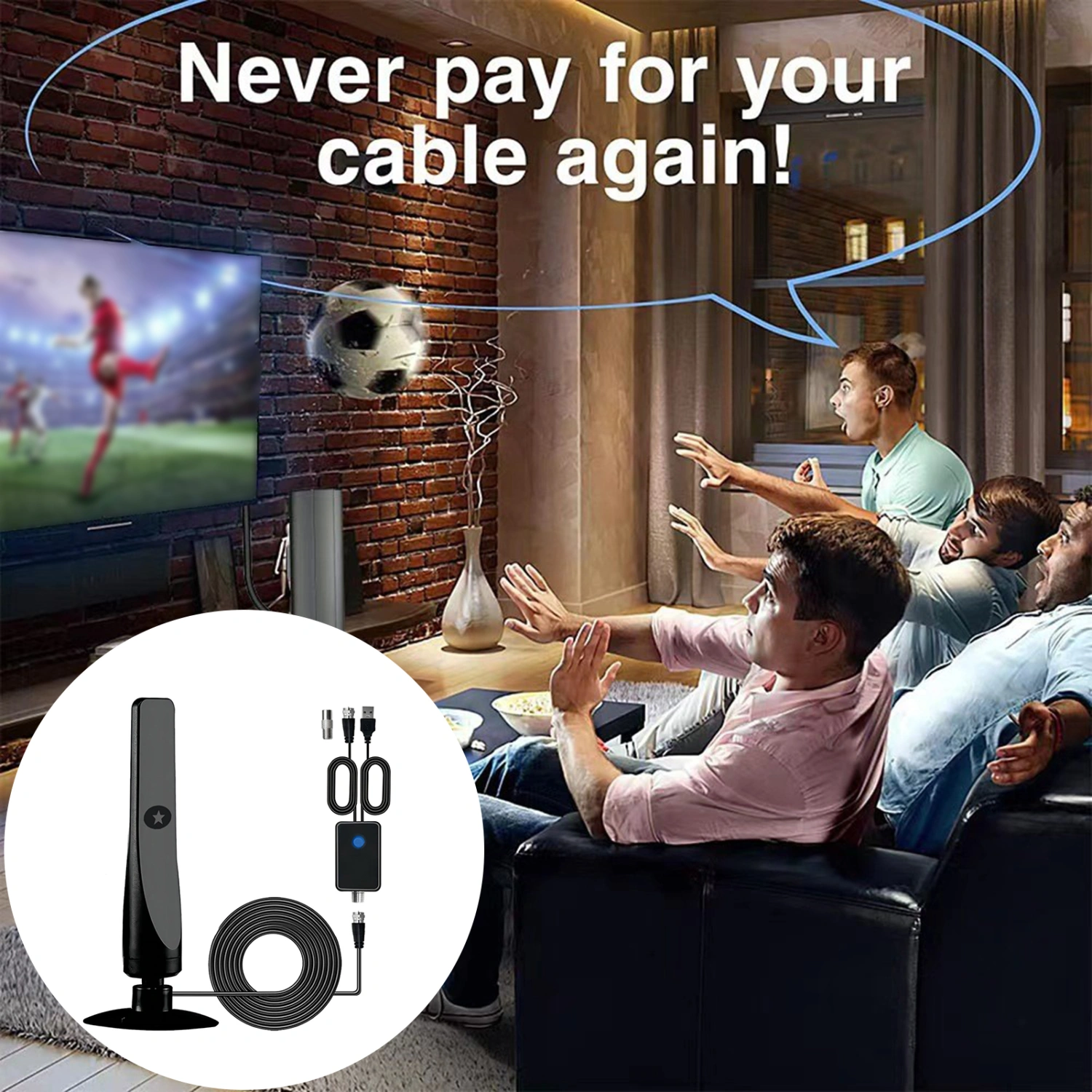 Indoor Digital Antenna with Amplifier Signal Booster Wide Range High Gain Low Latency HDTV Car TV Aerial Antenna Home Supplies