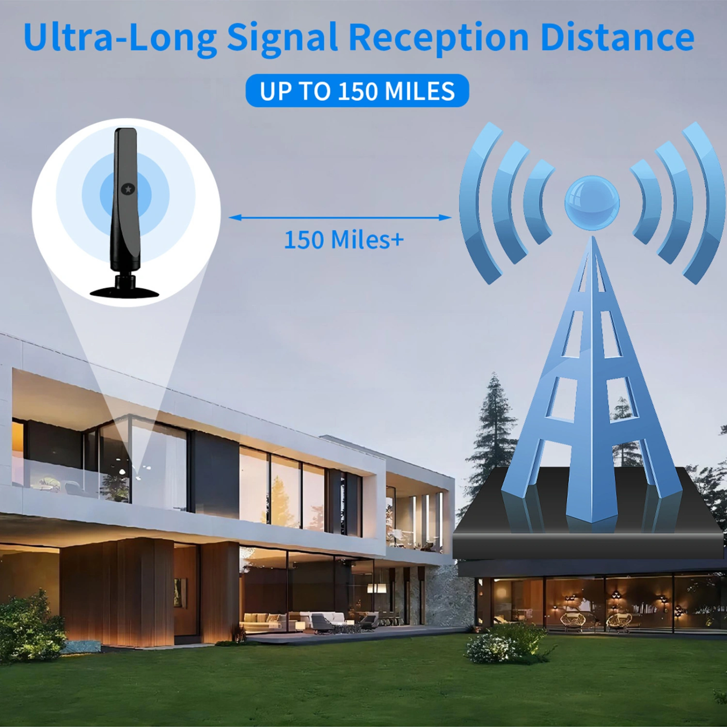 Indoor Digital Antenna with Amplifier Signal Booster Wide Range High Gain Low Latency HDTV Car TV Aerial Antenna Home Supplies