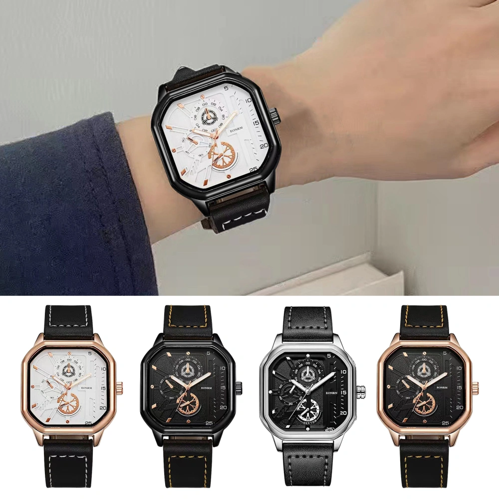 Stylish Waterproof Watch with Mechanical Movement Easy to Read Ergonomic Designed Strap Square Large Dial Men Watch