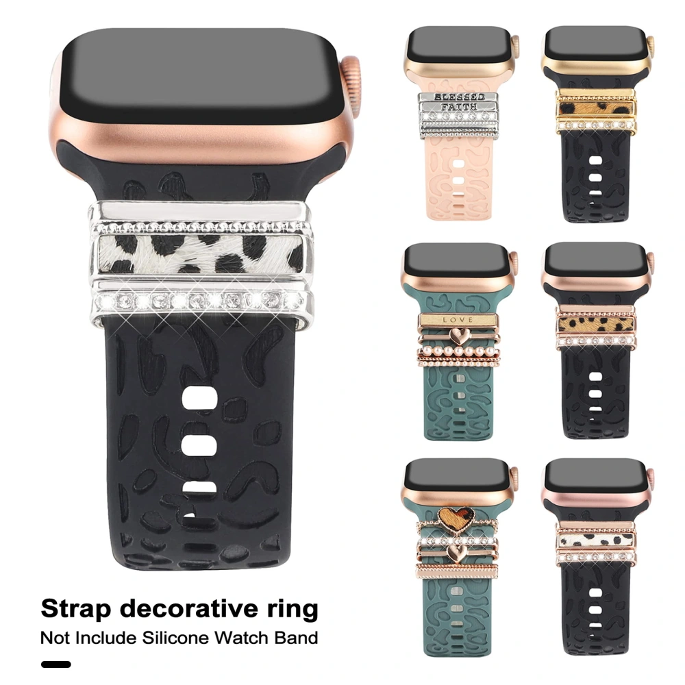 Bracelet Decorative Ring Rhinestone Studded Clasp Easy Install Wristband Accessory Set for 20-22mm Straps